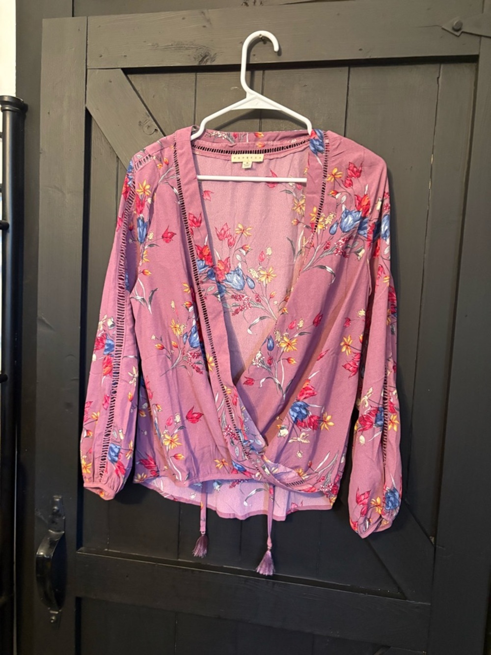 Promesa Pink Floral Wrap Blouse